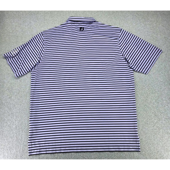 FootJoy FJ‎ Performance Golf Polo Shirt Men XL Striped Purple Black Short Sleeve - Picture 3 of 13